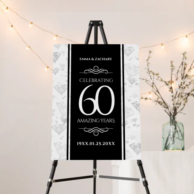 Elegant 60th Diamond Wedding Anniversary Foam Board