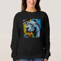 Urban Graffiti Street Art White Pitbull Lover Sweatshirt