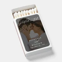 Elegant Modern Calligraphy Photo Wedding Matchboxes