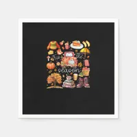 Tis The Season Pumpkin Leaves Autumn Napkins