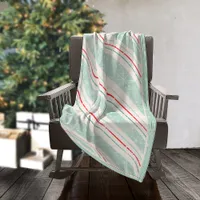 Christmas Diagonal Stripes Mint ID440 Fleece Blanket