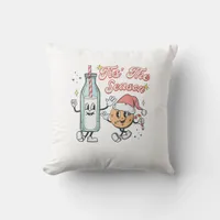 Tis The Season Retro Milk And Cookie Christmas Throw Pillow