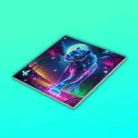 Moon and Panther Holographic Neon Colorful |