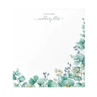 Modern Watercolor Eucalyptus Border  Notepad