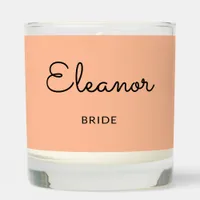 Bride Personalized Elegant Pretty Peach-Colored  Scented Candle