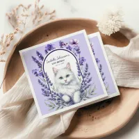 Elegant Lavender and Cat Birthday Napkins