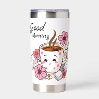 Good Morning | Cute Kawaii Coffee Insulated Tumbler