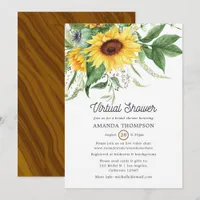 Rustic Bohemian Sunflower Virtual Shower Invitation
