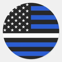 Thin White Line Blue American Flag Classic Round Sticker