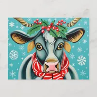 Funny Christmas Cow Postcard