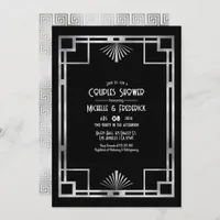 Black & Silver Gatsby Art Deco Couples Shower Invitation