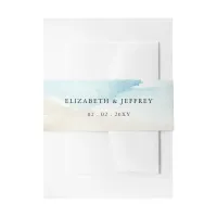 Rustic Watercolor Ocean Sea Summer Beach Wedding Invitation Belly Band