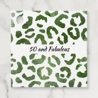 50 and Fabulous Green Cheetah Print Abstract Favor Tags