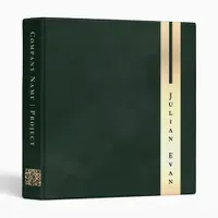 Professional Emerald Green Shiny Gold Detail 3 Ring Binder