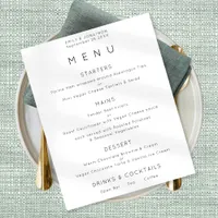 Simple Text Black White or Any Color Wedding Menu Poster