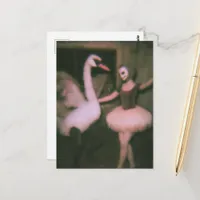 Surreal Ballerina and Swan Faux Vintage Photograph Postcard