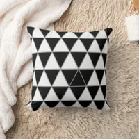 Black, white and gray geometric triangle pattern. throw pillow