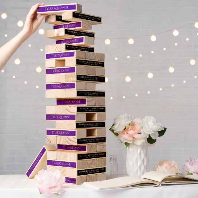 Elegant 12th Silk Wedding Anniversary Celebration Topple Tower