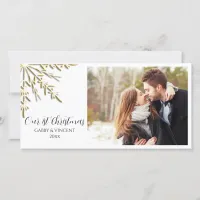 Gold Snowflake First Christmas Together Holiday Card