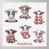 FC CROSS-STITCH COW STICKERS!  POSTER