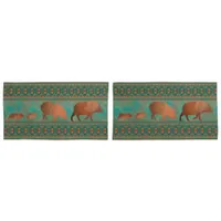 Southwest Cute Javelina Family Copper Teal King Pillow Case