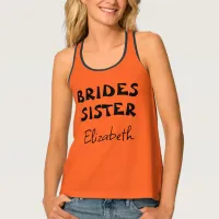 Halloween Party Brides Sister Orange Name Tank Top