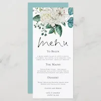 Modern White Florals Eucalyptus Wedding Menu