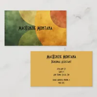 Geometric Curves Design in Olive, Rust, Mustard Business Card