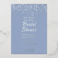 Cornflower Blue and Silver Foil Bridal Shower Foil Invitation