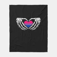 Bisexual Pride Skeleton Halloween Bi Goth Heart Cl Fleece Blanket