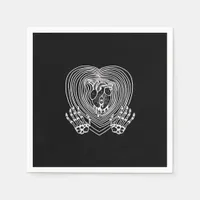 Crying Heart In White Skeleton Hands Hearts Modern Napkins
