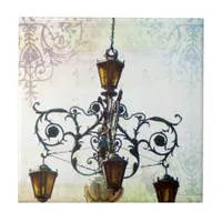 Plaza Light With Pastel Background Ceramic Tile