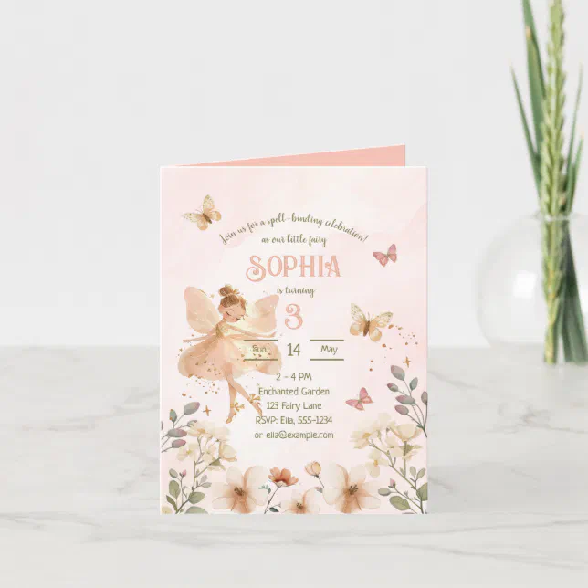 Fairy Garden Girl Birthday Invitation Card