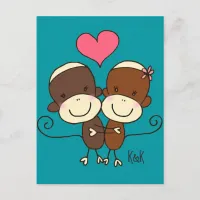 Sock Monkey Hugz Postcard