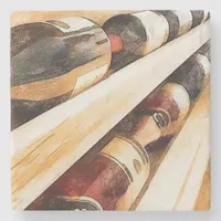 Wine bottles in a row stone coaster