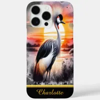 Beautiful Crowned Crane at Sunset in the Savannah iPhone 16 Pro Max Case