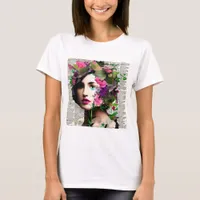Vintage Woman Paper Collage Art T-Shirt