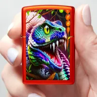 Cobra snake with vibrant turquoise and blue scales zippo lighter