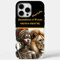 A powerful warrior stands with a majestic lion iPhone 16 pro max case