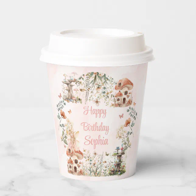 Enchanted Forest Mushroom Girl's First Birthday Paper Cups