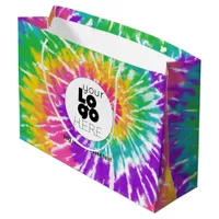 Custom Logo Rainbow Tie-Dye XL Paper Shopping Bag