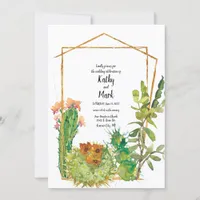 Blooming Desert Cactus Geometric Wedding Invitation