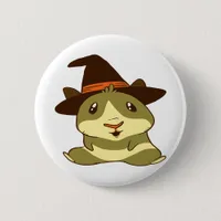 Guinea Pig Halloween Witch Button