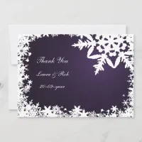 purple winter wedding Thank You Invitation