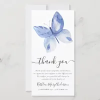 Blue Butterfly Funeral Thank You Card