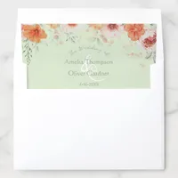 Elegant Sage Green and Blush Pink Floral Wedding Envelope Liner