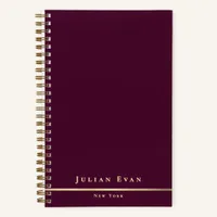 Simple Minimal Burgundy Wine & Gold Shiny Spiral Notebook
