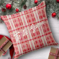 Red Gold Christmas Plaid Pattern#2 ID1009 Throw Pillow