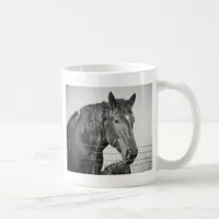 Horses Behind the Fence in Black and White Coffee Mug