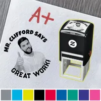 Custom Text Face Photo Teacher Self-Inking Stamp